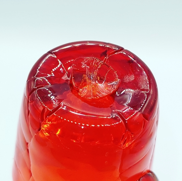 Vintage Kanawha Amberina Small Crackled Glass Pitcher With Cadmium It Glows - Picture 7 of 13